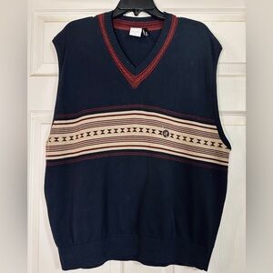 EUC Bogner‎ V-Neck Men's Golf Luxury Sweater Vest Navy Burgundy Size XL